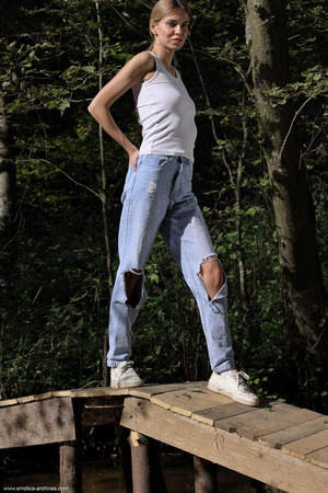 Victoria Kruzz Strips Naked On A Forest Deck - Photo 01