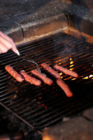 Vixi Rafi Slim Brunette Bends On A Plaid At The BBQ Patio - Photo 00