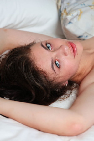 Adite Pulls Her Black Panties Aside On The Bed