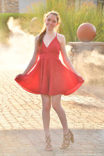 Myra Red Dress Upskirt - 14