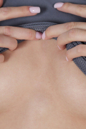 Lalli Denim Shorts Strip And Pussy Spread In A Dark Kitchen - Photo 04