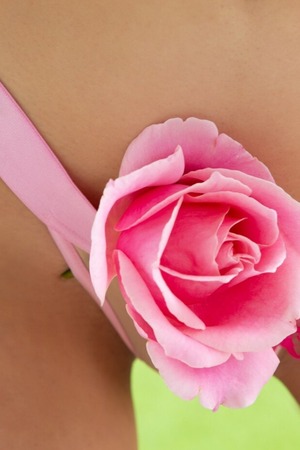 Savannah Sixx Brunette Hides Pussy Behind A Rose Outdoors - Photo 01