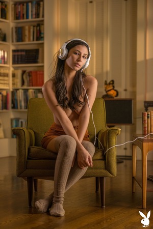 Gianna Dior Headphones And Thigh Highs In The Library - Photo 02