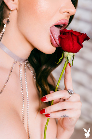 Ella Reese Sheer Robe And Red Rose On The Bed - Playboy nude pic 10