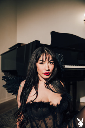 Sabina Magic Tattooed Brunette In Angel Wings By A Grand Piano - Photo 10